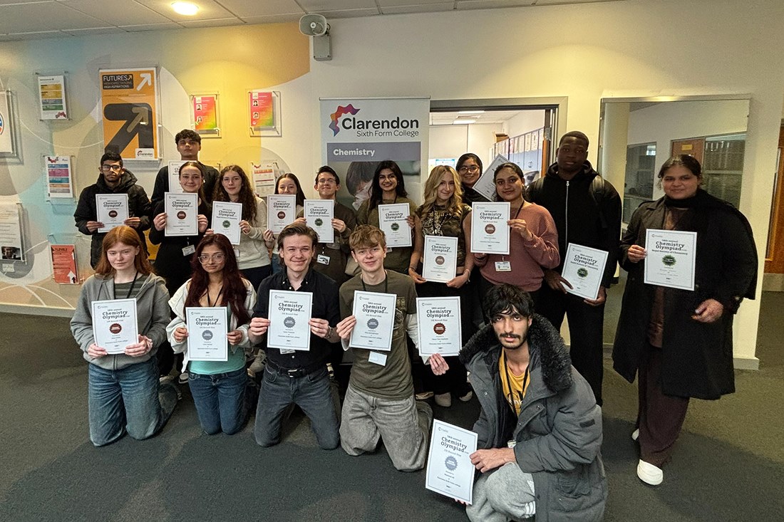 Students with their award certificates