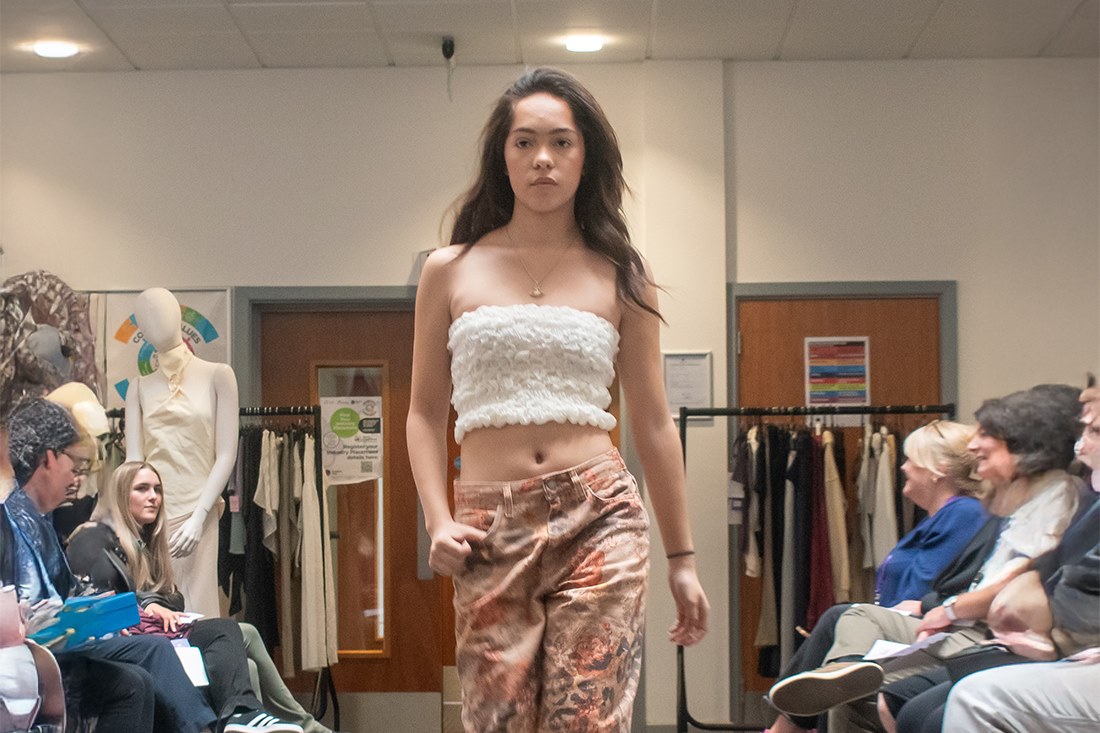 Students modelled the clothes in front of visitors